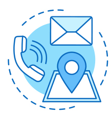 ikona telefonu, listu i lokalizacji